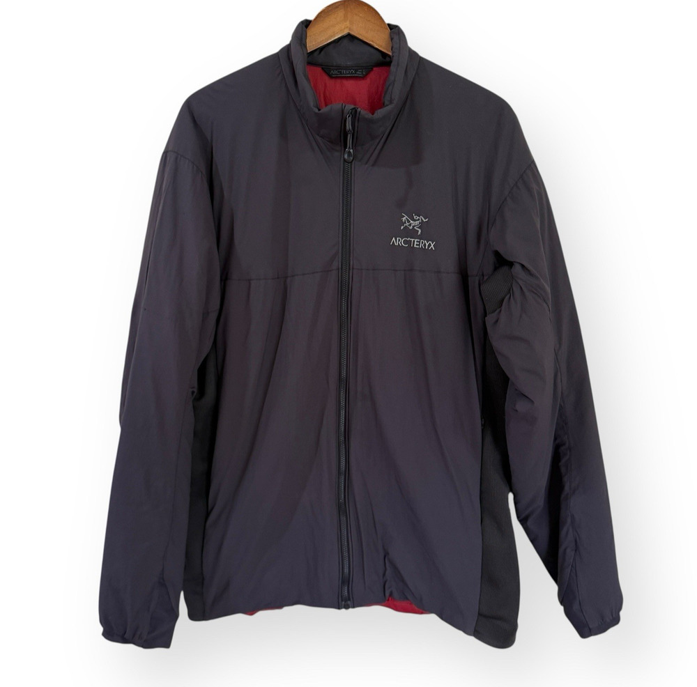 Arc'teryx Atom Jacket Mens XL Black Grey Full Zip Red Lined Hiking Outdoor